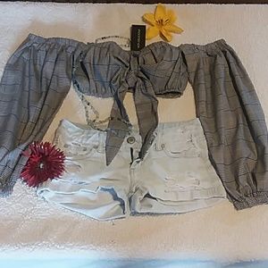 Hot & Delicious Crop Top Plaid Houndstooth